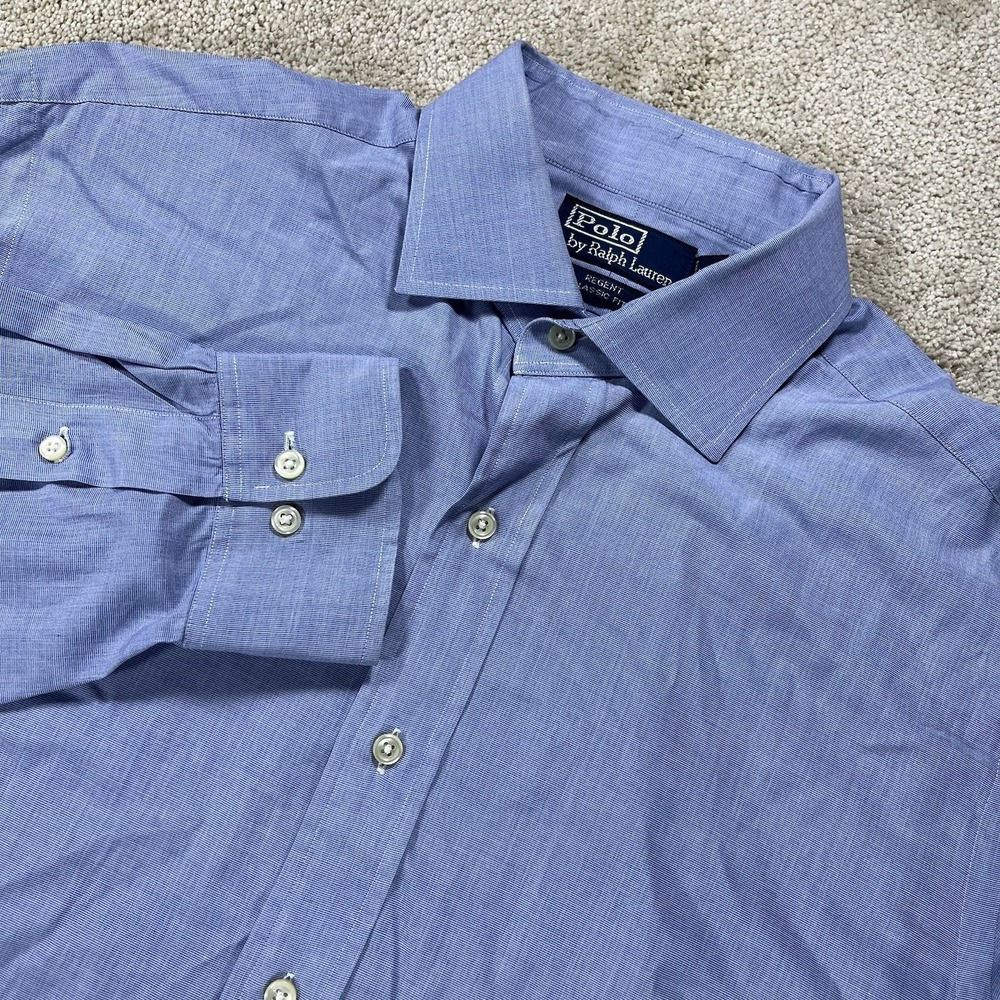 Polo Ralph Lauren Regent Classic Fit Button Down Shirt Light Blue 16 1/2 Large